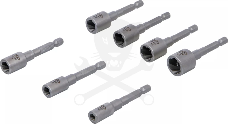 Csavarkiszedő készlet - sérült fejű csavarokhoz hatlap / 1/4" 7 db-os -