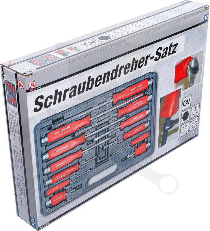 Csavarhúzó készlet üthető 12 db kereszt + lapos - Kraftmann