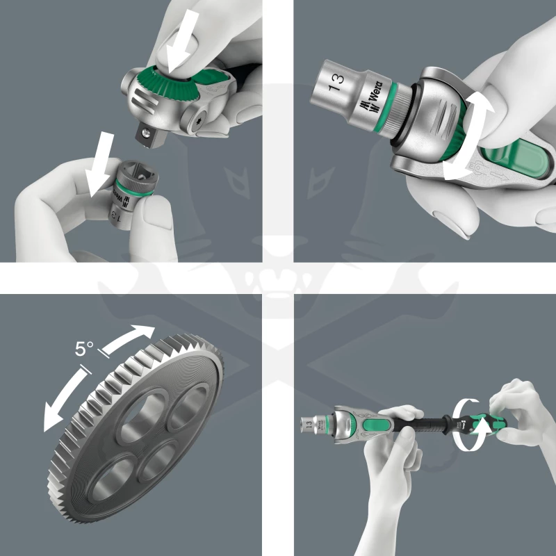 Crowa racsnis kulcs 3/8" 72 fog forgó nyelű - Wera
