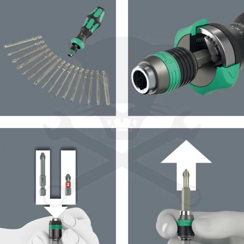 Csavarhúzó készlet 17 részes, 1/4" cserepengékkel 60 RA-R 1 - Wera