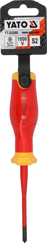 Csavarhúzó VDE 1000 V szigetelt +-/PH1x80 mm - Slim - Yato