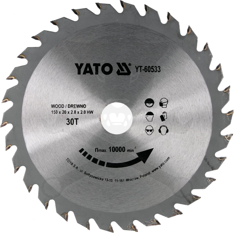 Körfűrészlap, keményfémlapkás fához 150x2.8x20 mm Z30 - Yato