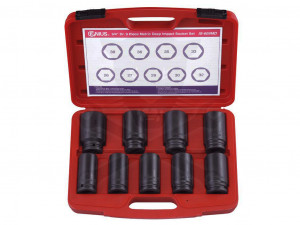 Légkulcsfej készlet 3/4" 9 db 26-38 mm metrikus hosszú 6 l. Genius