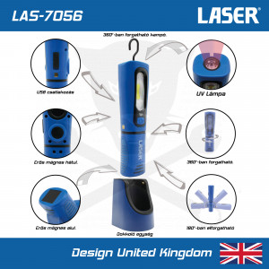 Szerelőlámpa LED 01 COB ledes 3W+1W UV lámpa +dokkoló -TS20