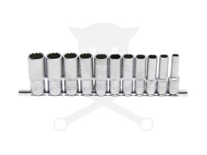 Dugókulcs - crowafej készlet 3/8" 12 sz. 8-19 mm hossz. 11 db-os BGS