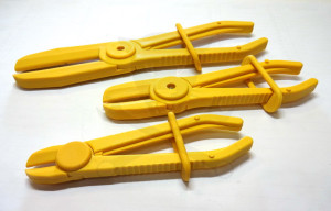 Tömlőszorító fogó készletben, 3 db-os - sárga