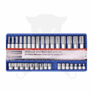Tálcás Genius dugókulcs készlet 3/8" 6 lapú rövid + hosszú 32 db-os - 1/3