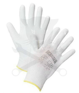 Kesztyű Buck fehér PW poliuretán tenyér 09-es L