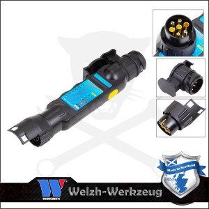 Utánfutó - Trailer csatlakozó 7-13 lábú papa-mama teszter ledes 12V-os