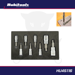 Csavarkiszedő készlet 8 db-os 85%-ig sérült csavarhoz 1/4"-3/8" H2-H8