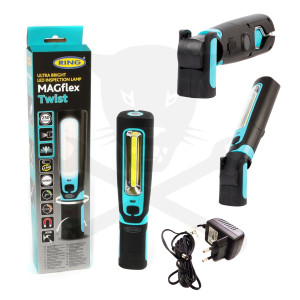 Szerelőlámpa LED 01 COB + 1 ledes dönthető profi akkus szerelőlámpa