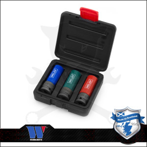 Légkulcsfej készlet 1/2" 3 db-os alufelnihez hosszított ERŐS Welzh