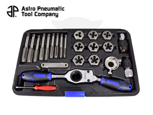 Menetfúró és menetmetsző készlet metrikus -racsnis hajtószárral- 23 db Astro