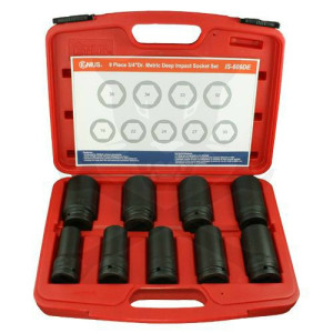 Légkulcsfej készlet 3/4" 9 db 19-36 mm metrikus hosszú 6 l. Genius