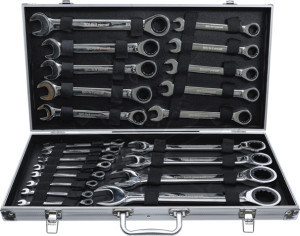 Csillag-villás racsnis készlet 22 db-os 6-32 mm fényes polírozott kivitel