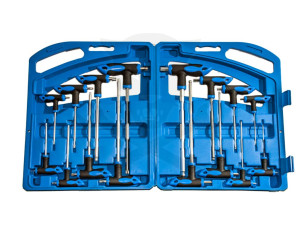 Imbuszkulcs készlet 16 db-os normál gömbvégű, lyukas torx