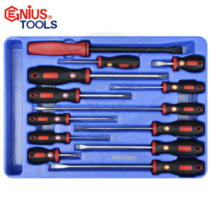 Tálcás Genius csavarhúzó + pajszer készlet 12 db-os 1/2