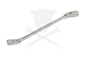 Fékcsőkulcs racsnis, kétoldali csuklós, extra hosszú 8 x 9 mm -Laser