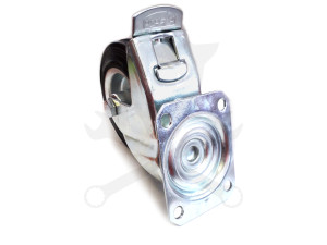 Kerék 125 mm - forgó-fékes villás-talpas-tűgörgős-gumis kerék