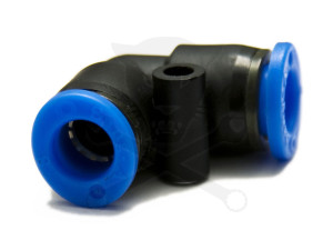 Levegős csatlakozó műanyag csőhöz, 90° könyök 14 mm