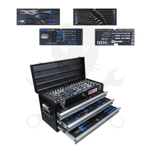 Szerszámos láda 3 fiók + 1 rekesz - Fiók 1/3-os 143 db-os - BGS