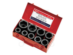 Légkulcsfej készlet 1" 9 db-os 24-50 mm 6 lap rövid - Genius