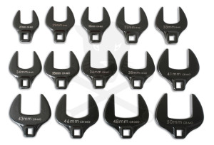 Villáskulcs adapter készlet nyitott 1/2" 14 db-os: 27-50 mm "Crowfoot"