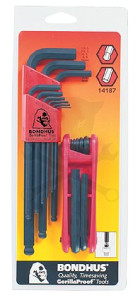 Imbuszkulcs készlet hosszú, gömbv. 1.5-10 mm + Gorilla - BLF16M Bondhus