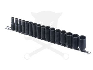 Légkulcsfej készlet 3/8" 16 db 7-22 mm metrikus rövid 6 lapú - Genius