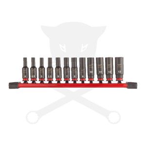 Dugókulcs - crowafej készlet 1/4" 6 lap hosszú 12 db-os Milwaukee