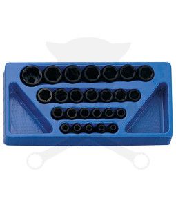 Tálcás Genius dugókulcs, gépi készlet 6 lapú normál 1/2" 25 db-os 1/3