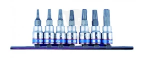Rátűzőkulcs - crowa+bit 1/4" torx, furatos, T10-T40 készlet - KingTony