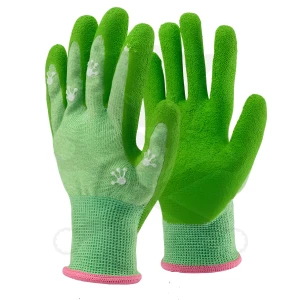 Kesztyű - gyerek, kertész - habosított latex - Békás Zöld 2/XXXXXS