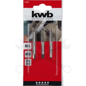 Menetfúró kézi készlet M06 x 1.0 - 3 db-os HSS - KWB