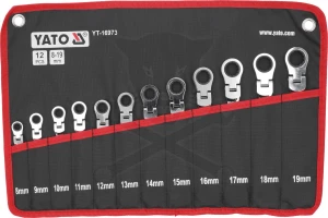 Csillag-villás racsnis-csuklós készlet 8-19 mm 12 részes 72 fogas - Yato