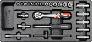 Dugókulcs készlet 25 db-os szerszámos kocsiba tálcás 1/4" - 1/3 - Yato