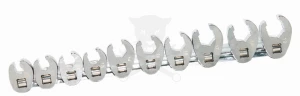 Villáskulcs adapter készlet nyitott 3/8" 10 db-os 10-19 mm "Crowfoot" -